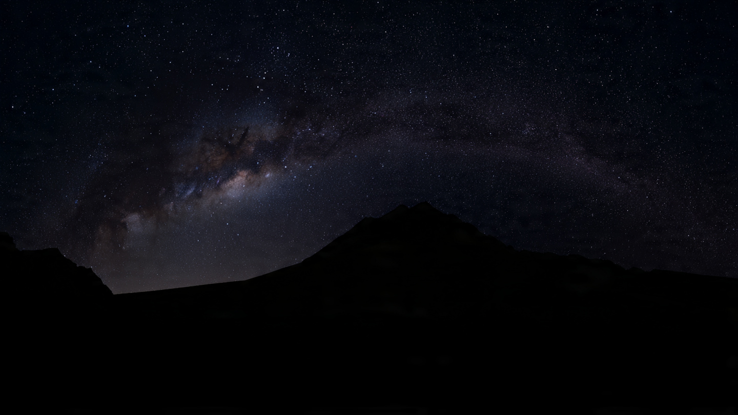 Milky Way Galaxy Over a Silhouetted Mountain Peak | 4K Starry Wallpaper